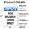 Signmission For Human Food Only, 18 in W x Rectangle, Aluminum OS-2PACK-NS-A-1824-V-12852 - alternate 3